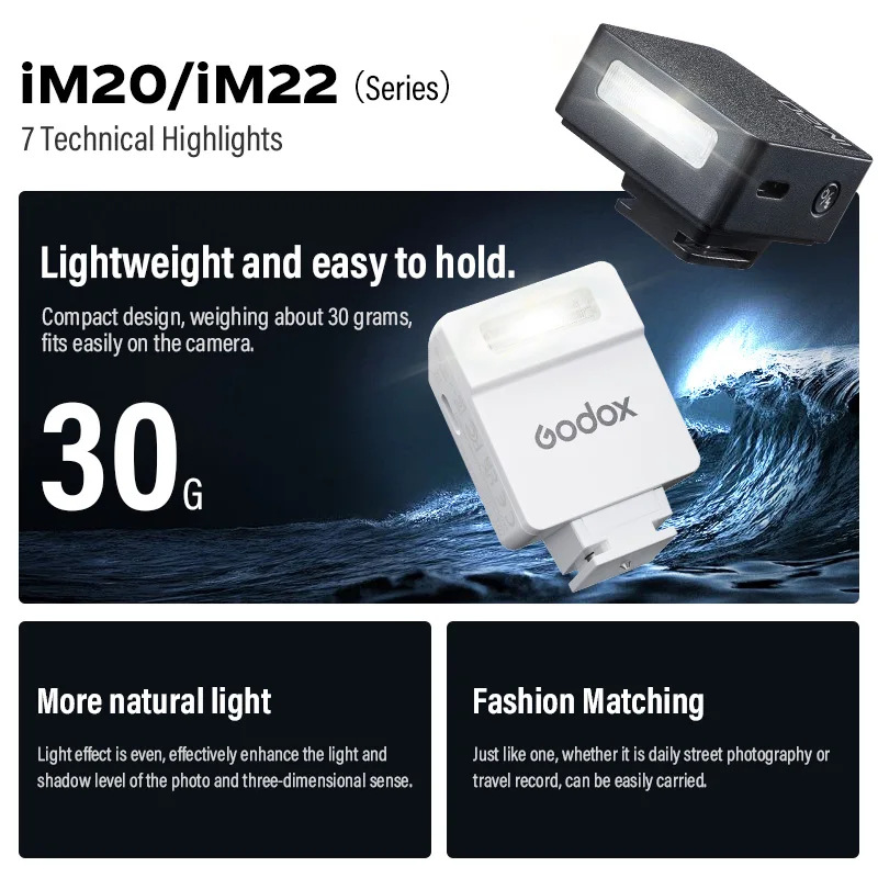 Godox IM20 IM22 Mini แบบพกพากล้องแฟลชสําหรับกล้องต่างๆรุ่น 5 ระดับเอาต์พุต Power Universal Hot Shoe Mount