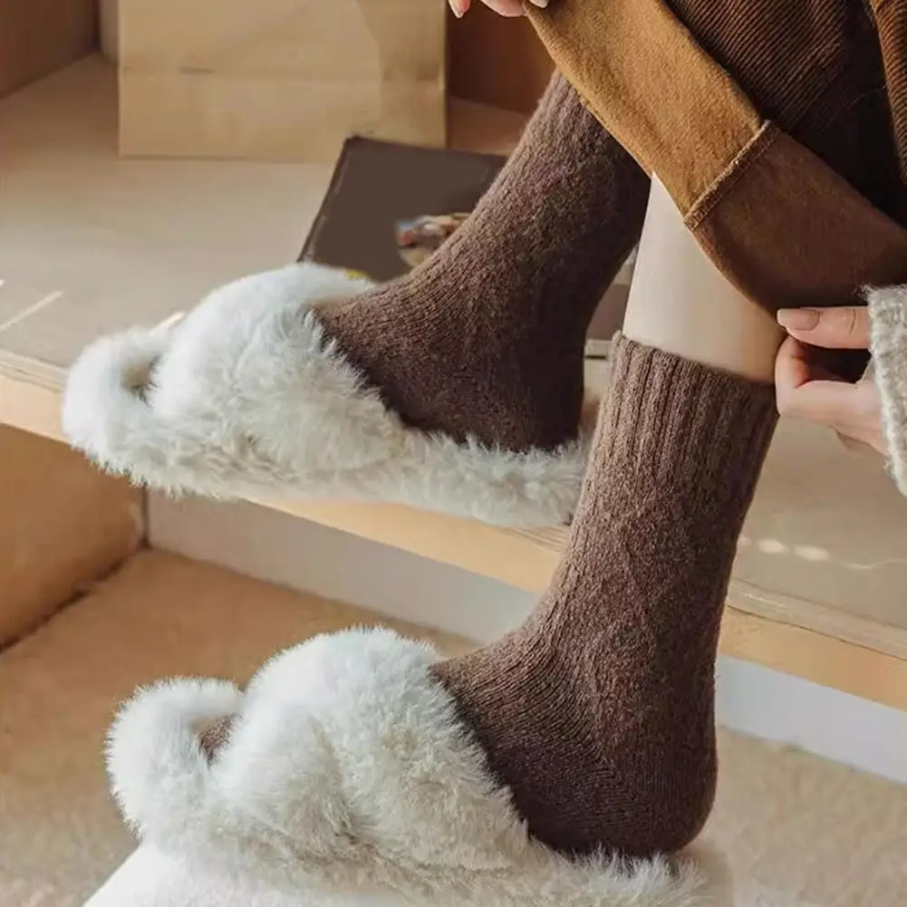 

Elastic Socks Cozy Winter Fleece Lined Crew Socks for Women Soft Thermal Boot Socks Warm Floor for Cold Weather Soft Breathable