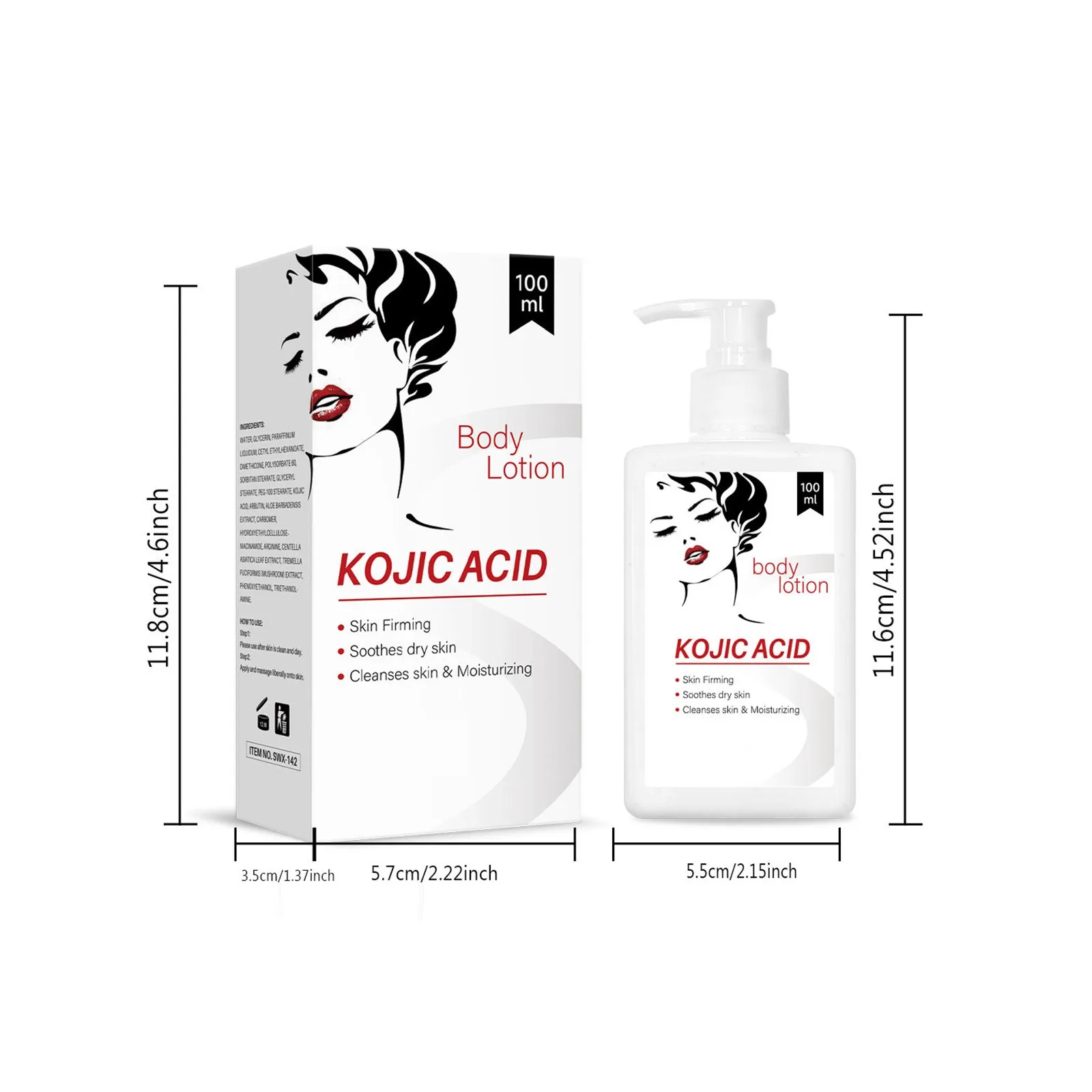 Krem nawilżający do ciała, wybielający balsam do ciała do skóry Kojic, wzmacniacz do pielęgnacji skóry, nawilżający skórę