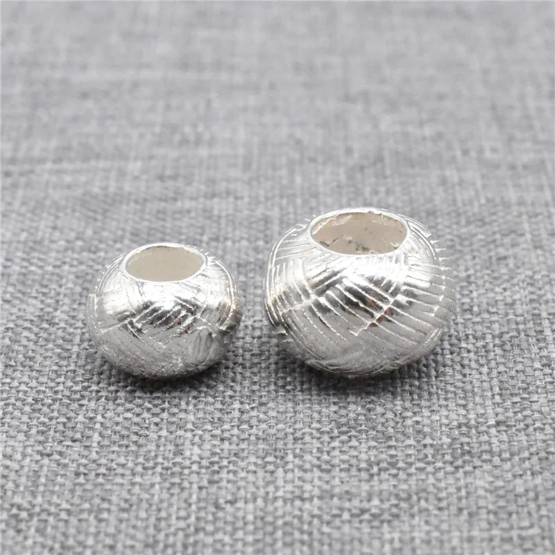 2 Pieces of 925 Sterling Silver Weave Knot Rondelle Beads for Bracelet Necklace