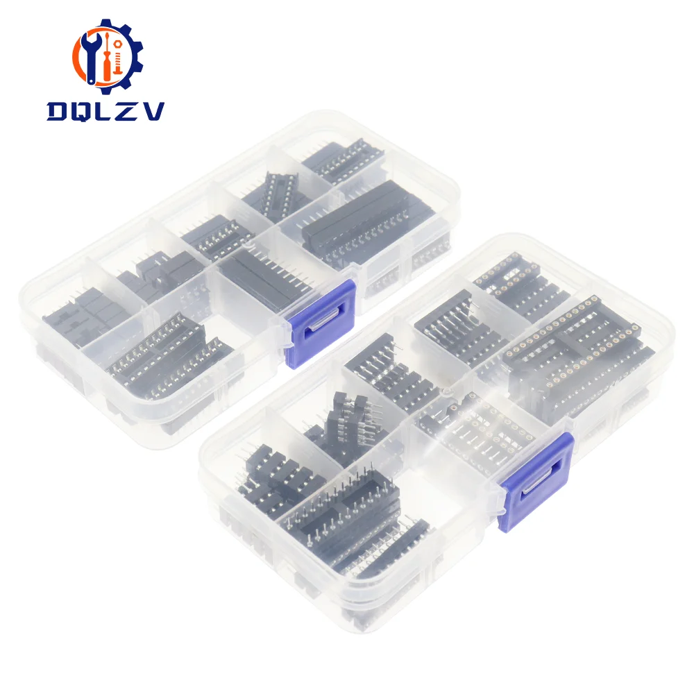 66PCS/Lot DIP IC Sockets Adaptor Solder Type Socket Kit 6 8 14 16 18 20 24 28 Pin DIP-8 16-Pins DIP8 DIP16 IC Connector