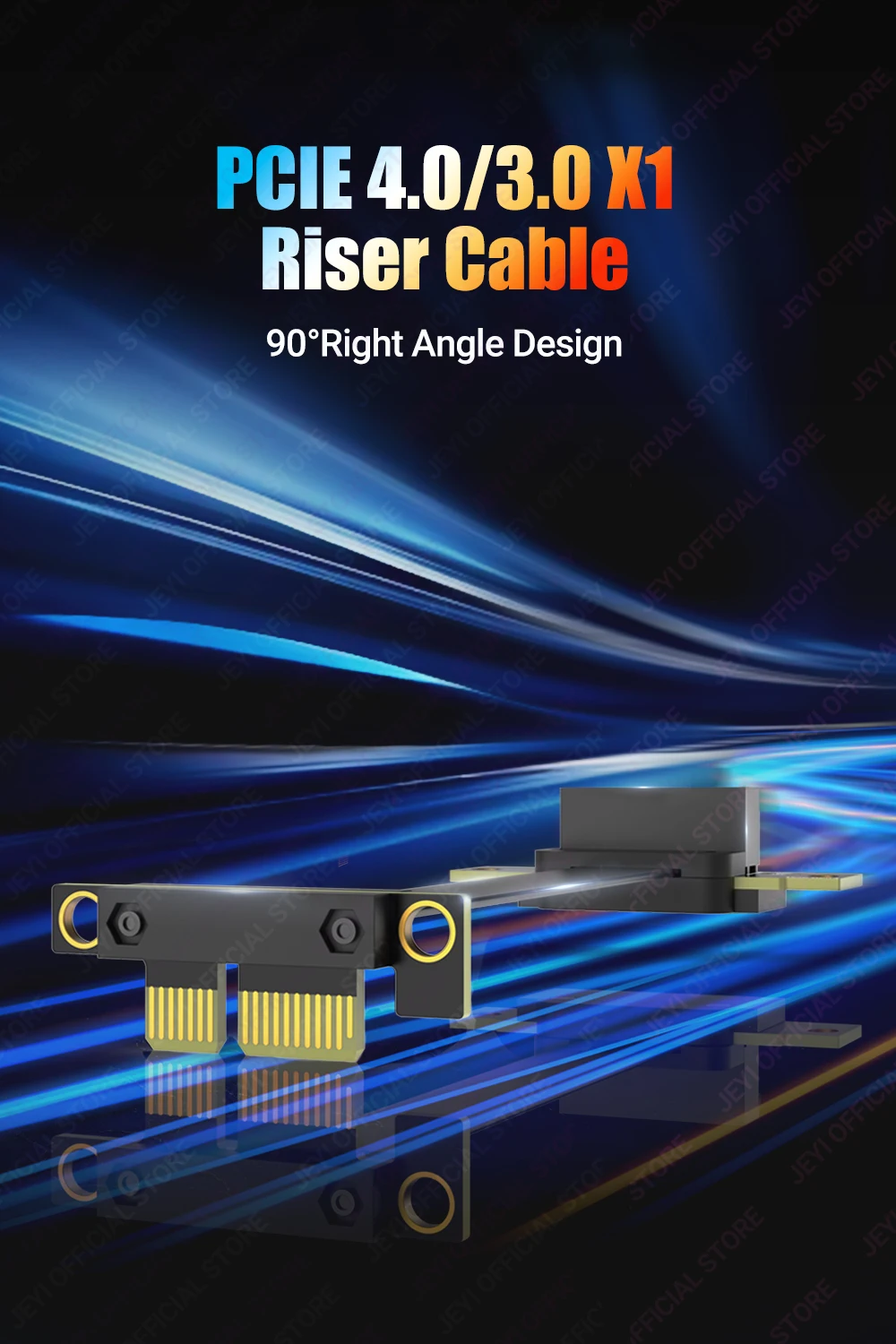 JEYI PCIe 3.0/4.0 X1 Riser-Kabel, 90 ° Rechtwinkliges PCI Express X1-Verlängerungskabel für PCIe-WLAN-Karte, M.2-Adapter, USB-PCIe-Karte – Detail 1