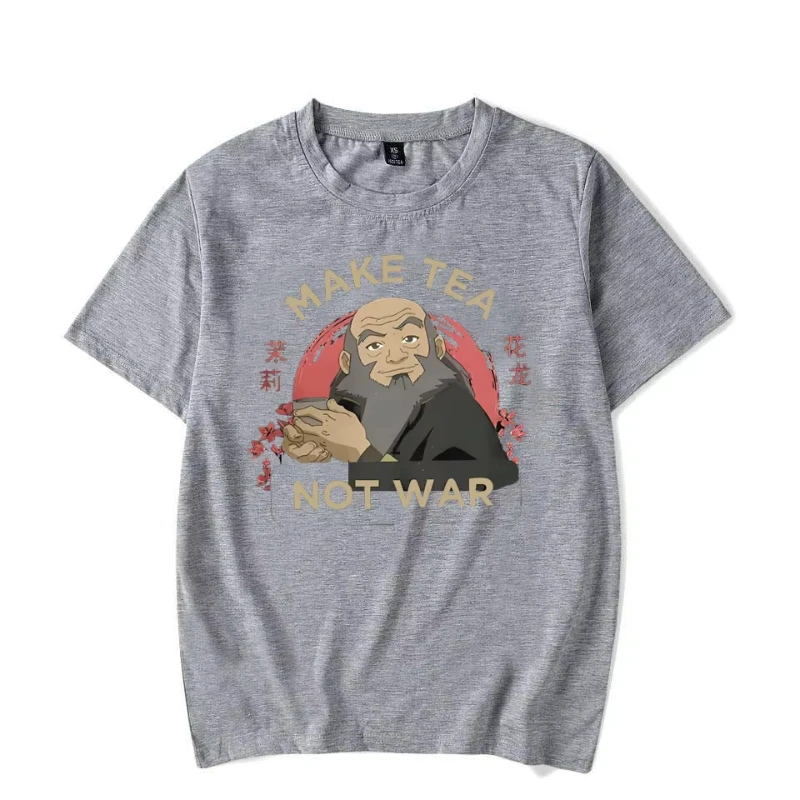 الصورة الرمزية آخر Airbender الرجال امرأة تي شيرت Iroh جعل الشاي لا الحرب تيز تي شيرتات قصيرة الاكمام موضة عادية زوجين بلايز