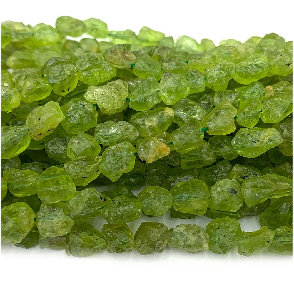 Veemake Natural Green Peridot Nugget Free Form Loose Raw Mineral Rough Matte Necklace Bracelet Jewelry Beads 08047