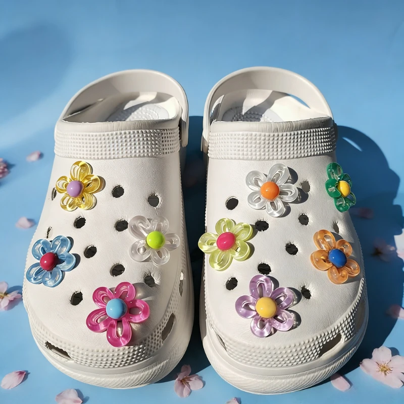 Bestseller 9-teiliges Set 5-Blütenblatt Schuh-Charms Designer DIY Glänzende Bling Schuhdekoration für Clogs Kinder Jungen Frauen Mädchen Geschenke – Detail 7