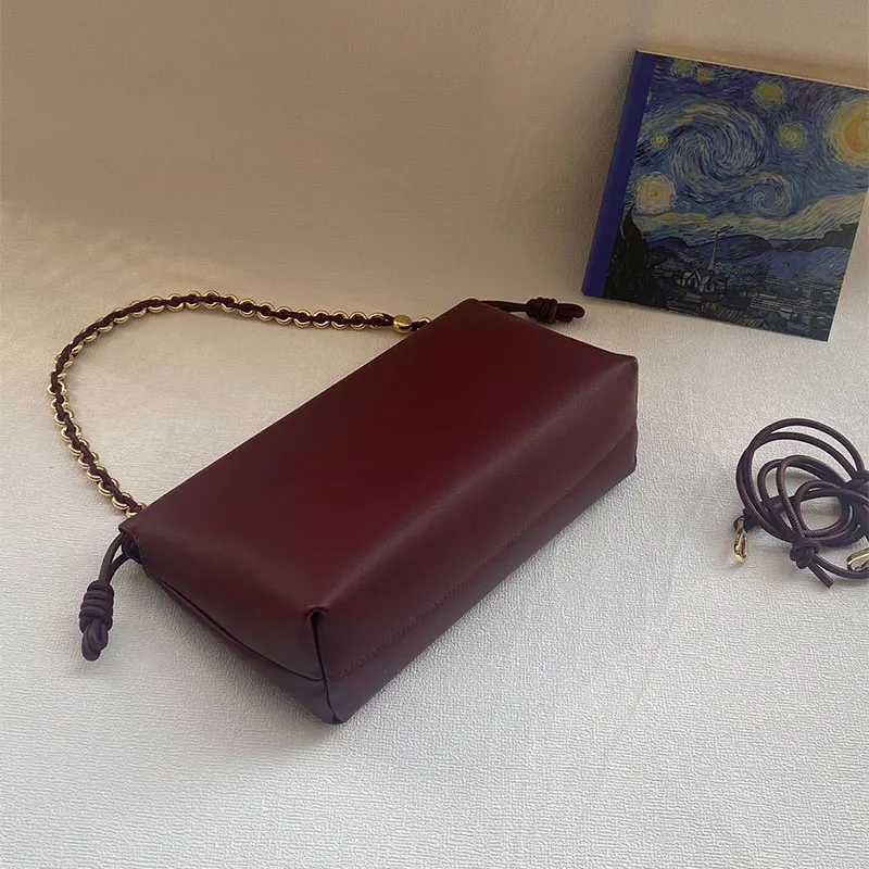 Soft Leather Cloud Bag Fashion Design Pleated Drawstring Dumpling Bag Casual Versatile Shoulder Crossbody Clutch Purse Ladies