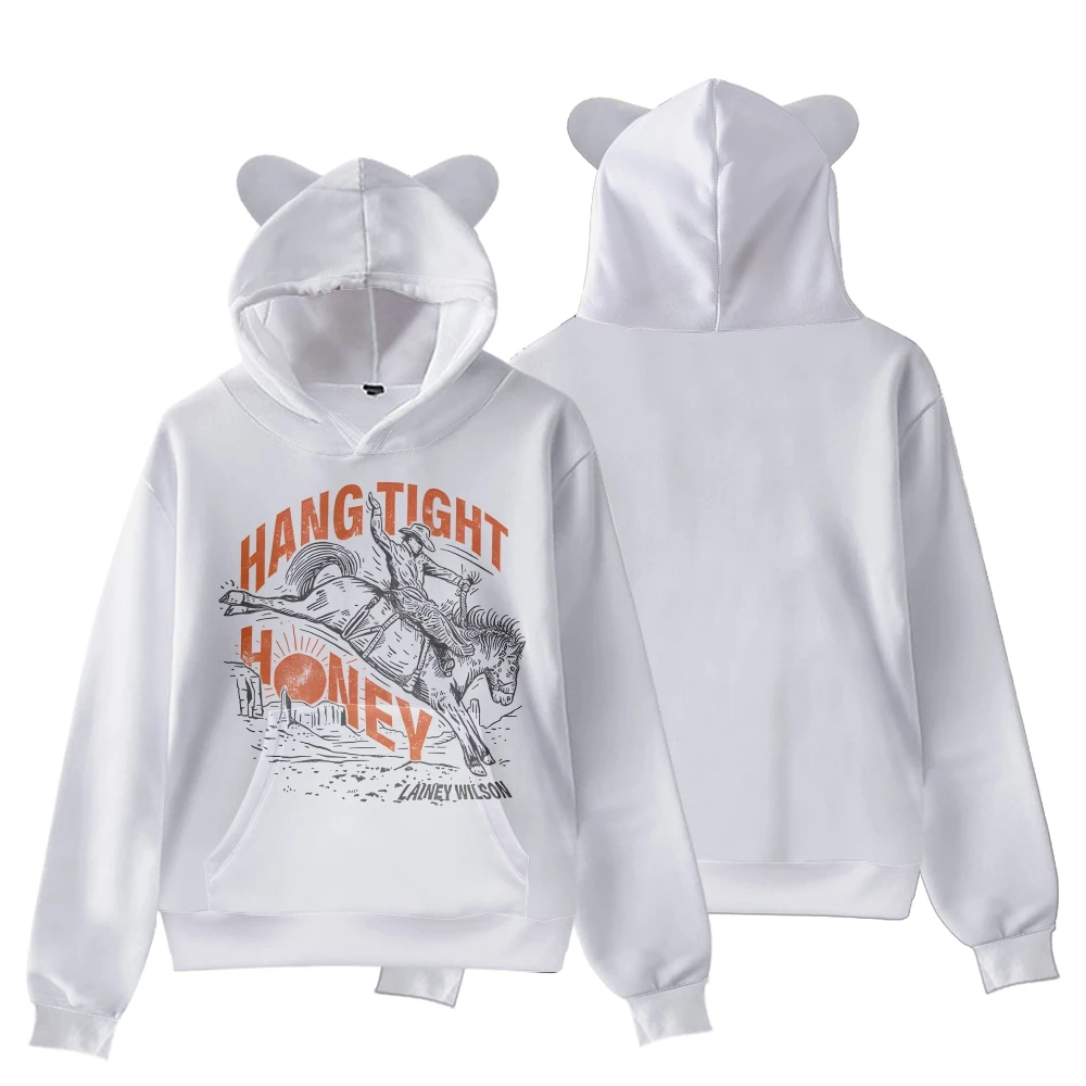 

Lainey Wilson Hang Tight Honey Cat Ear Hoodie Women Men Hooded Sweatshirt Casual Long Sleeve Unisex Pullover Clothes