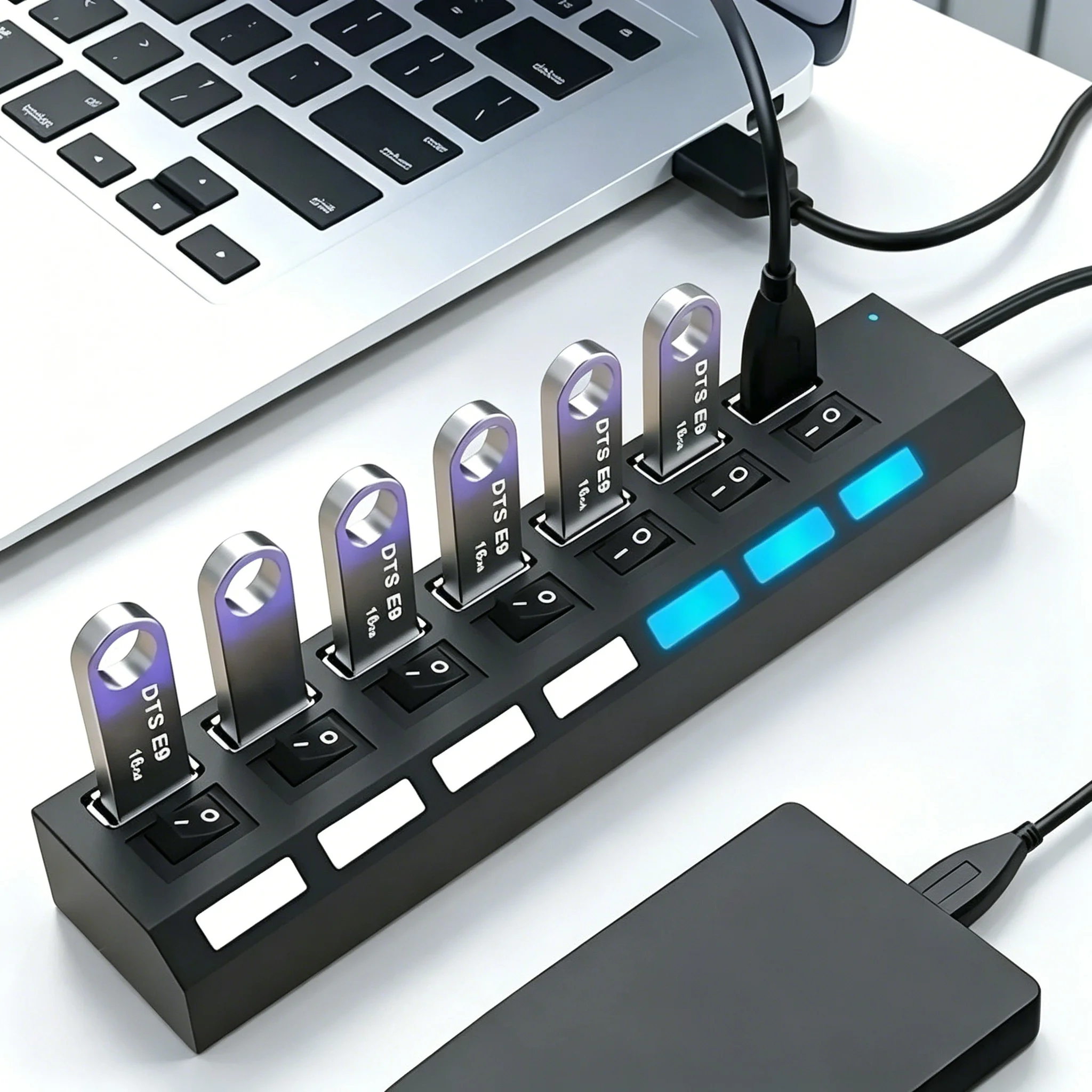 4/7 Ports LED High Speed USB 3.0 Hub 5Gbps Multi USB Ports Power Adapter Expander USB Splitter With Switch For Laptop Computer