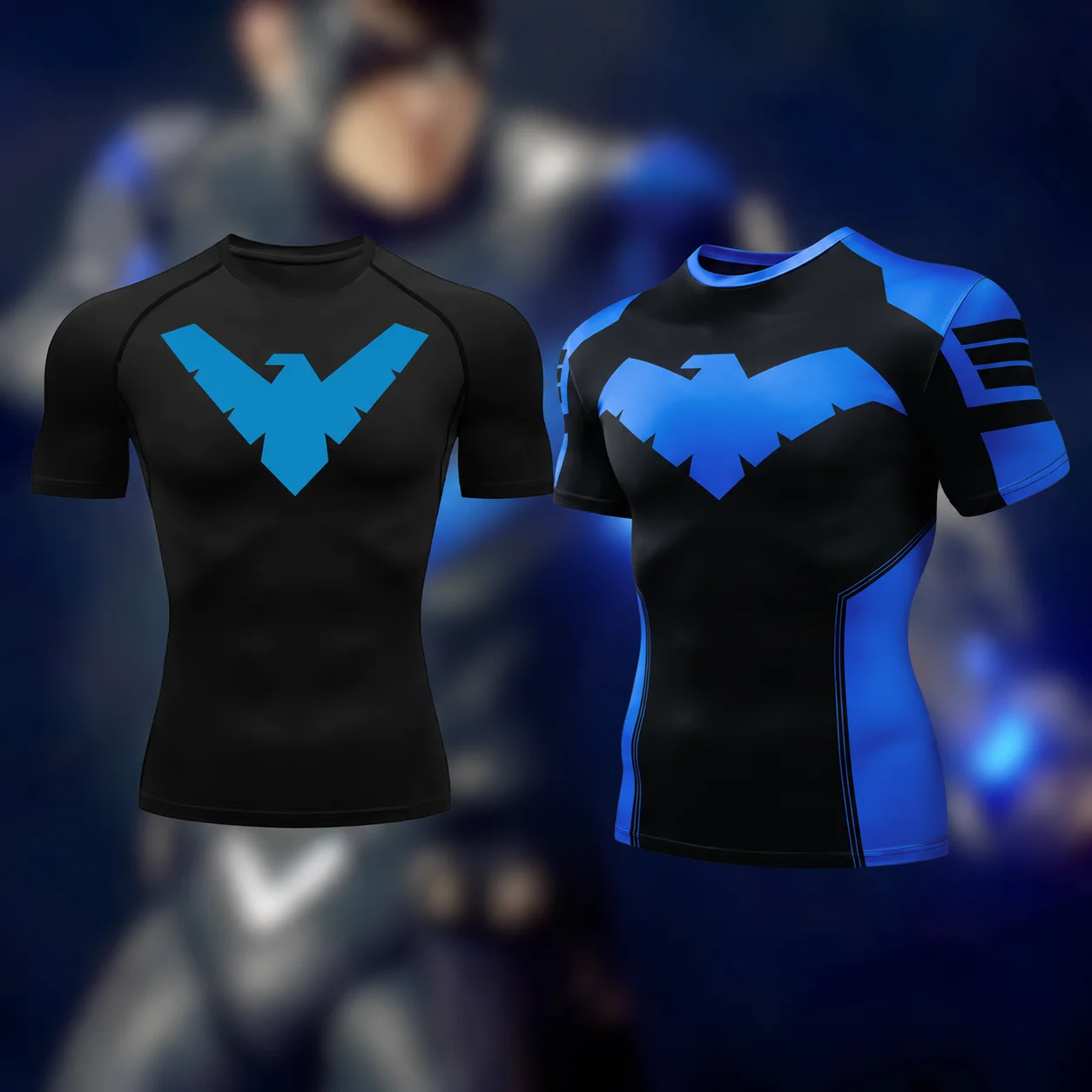 Herren Nightwing Shirt, schnelltrocknendes Laufshirt, Herren Sport-T-Shirt, Fitness-Shirt, Boxtraining-Oberteil – Detail 2