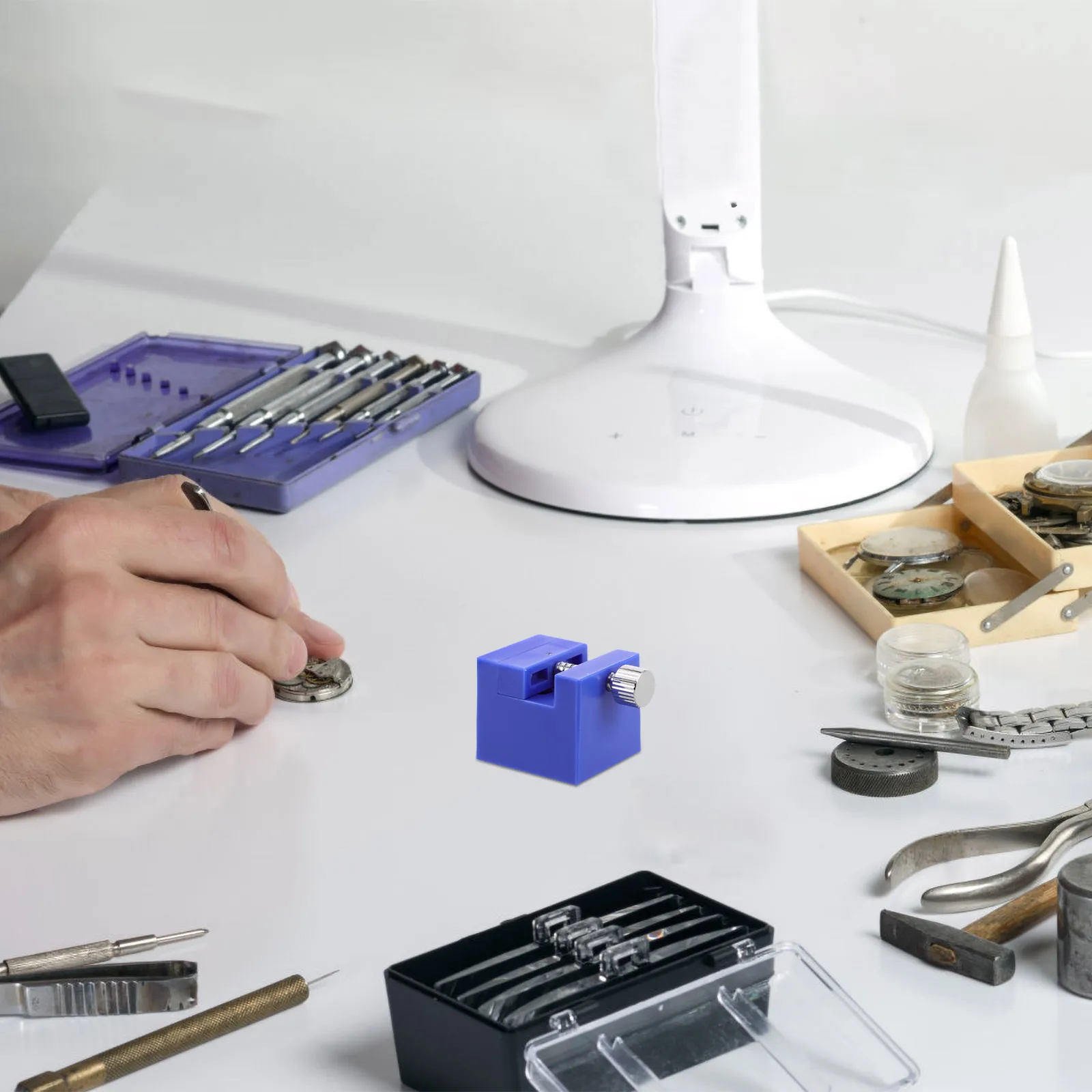 

Professional Repair Tool Kit Link Removal Holder Watchband Resizing Adjuster Sturdy Aluminum Plastic Watch Maintenance Equipment