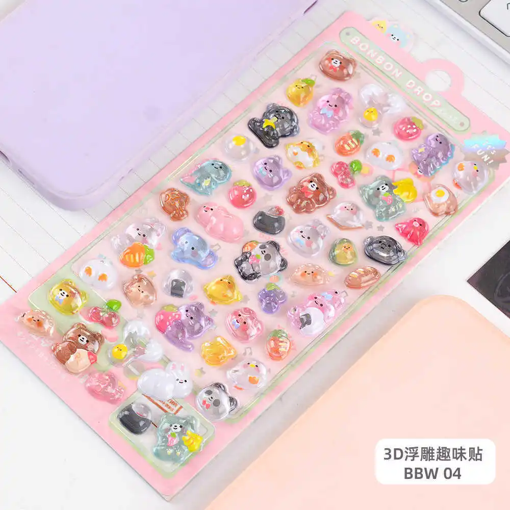 ملصقات كريستال ثلاثية الأبعاد بتصميم حيوان الدب الرائع للأطفال حرفة تزيين للفتيات الصغيرات فن ختم ثلاثي الأبعاد