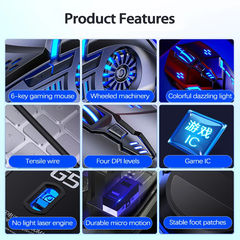 UTHAI G5 Six key 3200PDI wired illuminated gaming mouse, e-sports mechanical mute computer accessories