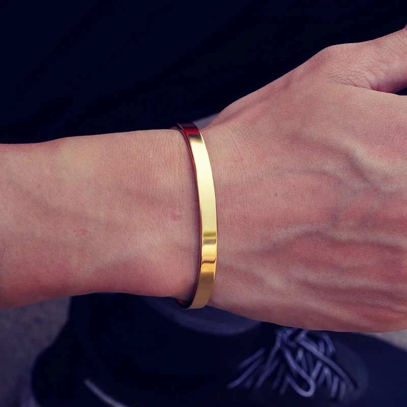 Minimalistyczna bransoletka ze stali nierdzewnej dla mężczyzn 4/6/8mm otwarcie bransoletki prezent dla niego Pulsera Hombre Pulseira Masculina Aço Inoxidável