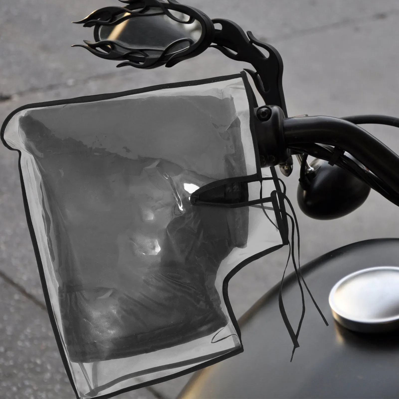 

Winter Thick Fleece Motorcycle H Gloves Large Black Wide Mouth Rain Cover ATV Warm Waterproof Scooter Gloves Thermal