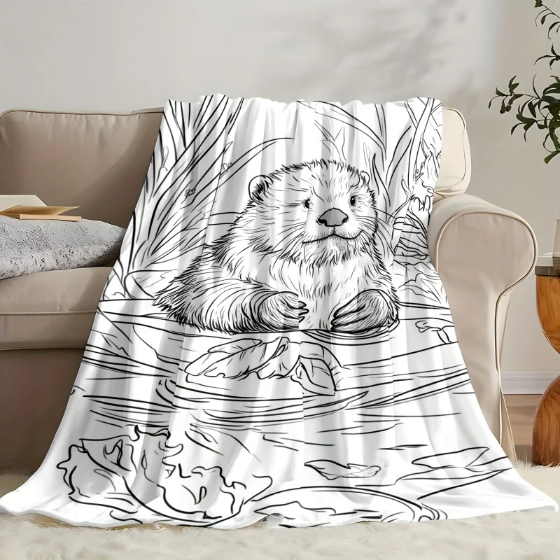 Newest Black White Line Art Twin Unicorn Floral Flannel Throw Blanket, Follow Your Dreams Quote Blanket for Girls Room Decor