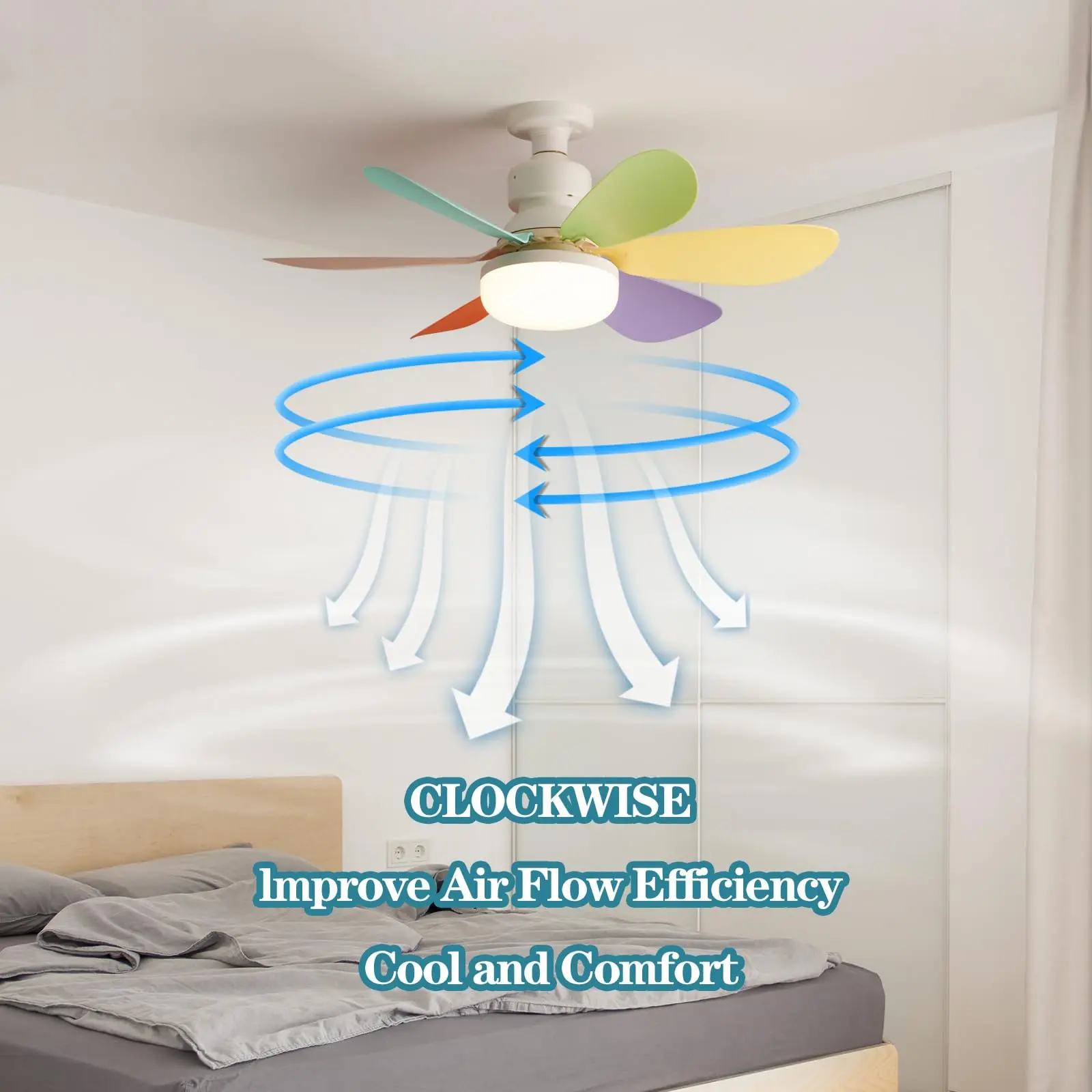 E27 Chandelier with Fan and Remote Control 3-speed Adjustable Optical Fan Easy Installation Living Room Ceiling Light Fixtures