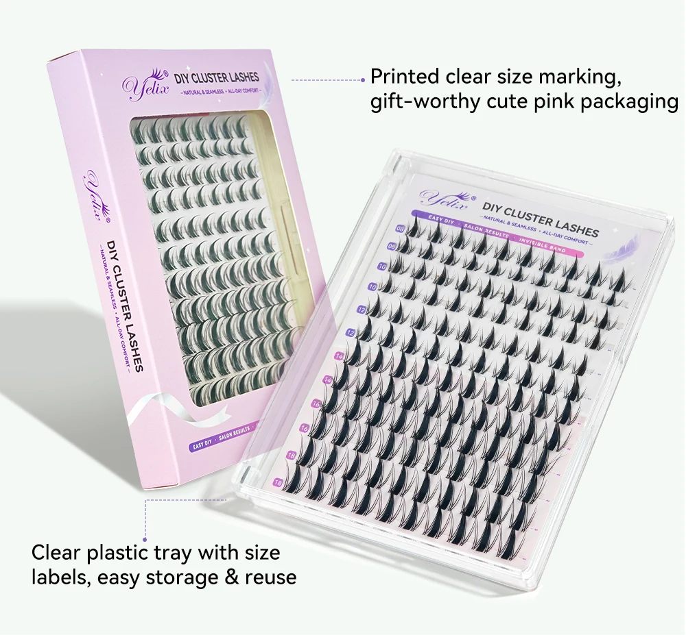 Yelix DIY Cluster-Wimpern Weiche Luftige Wimpernverlängerungen Großhandel für Schönheitssalons, Distributoren, Make-up- und Profisalons – Detail 8
