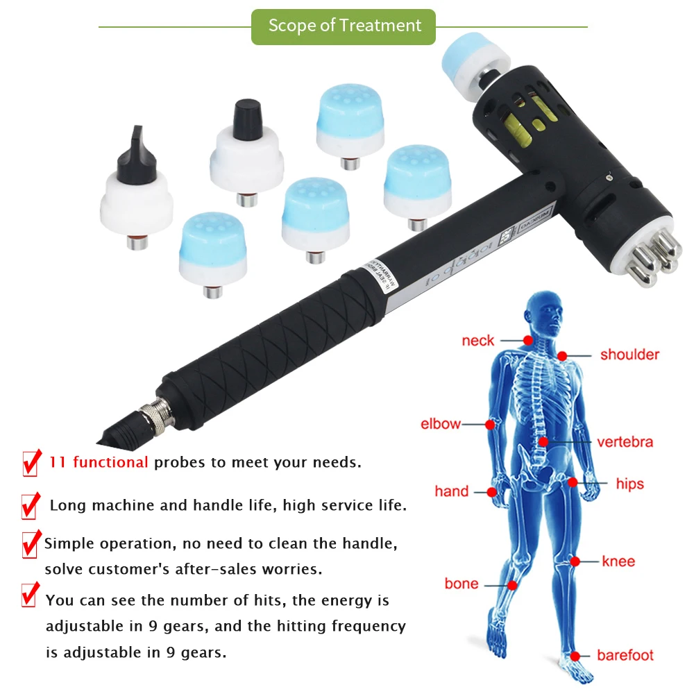 Shockwave Therapy Machine For Electric Spine Massager Shock Wave Treatment Energy Adjustable ED 3in1 Chiropractic Corrector Tool