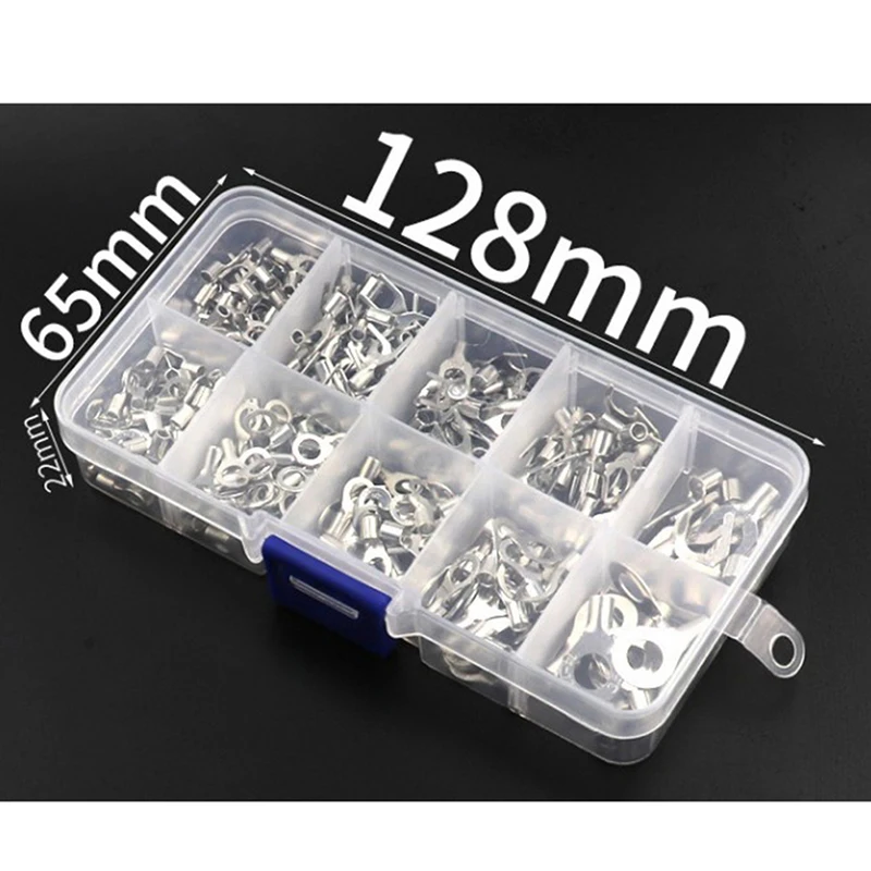 320Pcs/Box 10 In 1 Terminals Non-Insulated Ring Fork U-type Brass Terminals Kit