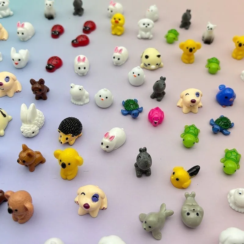 5/60pcs Mini Physical Animal Decorations Home Office Desktop Resin Garden Small Ornaments Creative Party Festival Statues Gifts