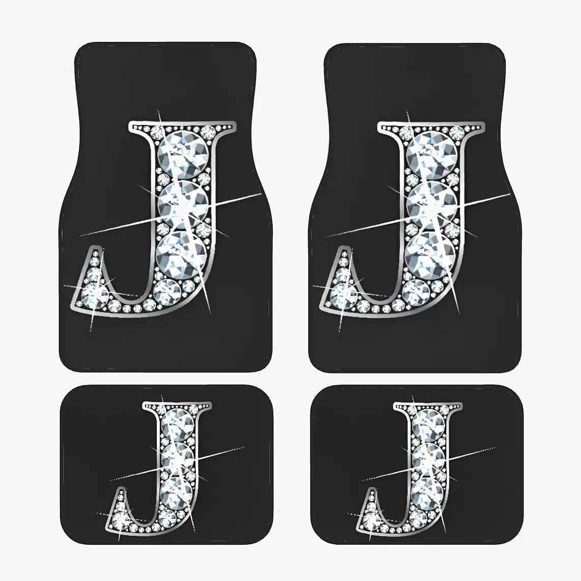 Set Of 4 Car Floor Mats With A 'J' Pattern Design - Universally Fitting For Both Front And Rear, Providing Complete Coverage For
