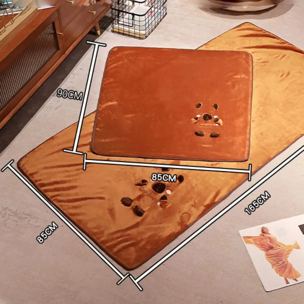 

Wearable Capybara Blanket Oversized Warm Capybara Flannel Blanket Hooded Cape Soft Capybara Plush Roll Mat Bedding Supplies