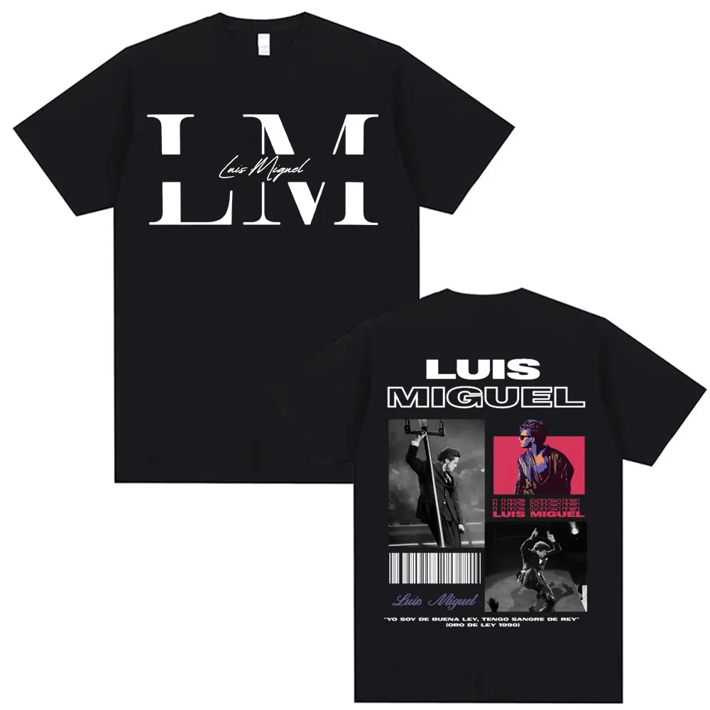 Camiseta gráfica del rapero Luis Miguel Album Tour para hombre Harajuku Hip-hop Super grande estampado de verano 100% Camiseta de algodón puro