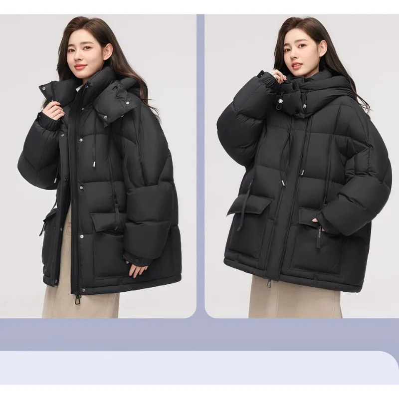 Women Winter New Down Cotton Jacket Short Fashion Korean Thickened Niche Colorblocking Hooded Jacket Cotton Jacket Winter