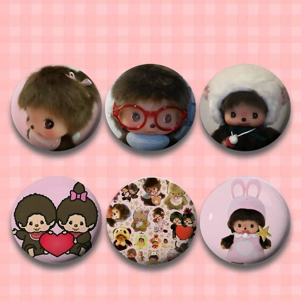 

Kawai M-monchhichis-s Badges Button PinsBrooch Creative Funny Quotes Badge Clothes Backpack Jewelry Gift For Kids Friends