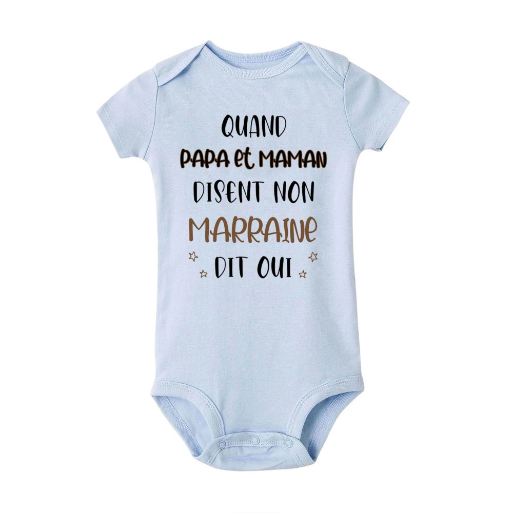 If My Dad and Mom Say No Godmother Say Yes Print Baby Bodysuit Funny Newborn Short Sleeve Jumpsuit Infant Boys Girls Clothes