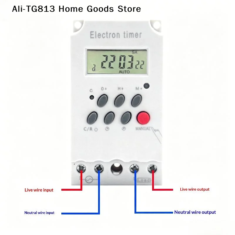 [TG813]16 ON/OFF 220V 30A Second Setting Digital Timer Switch 24hr 7 Days Weekly Programmable Time Relay Voltage Output