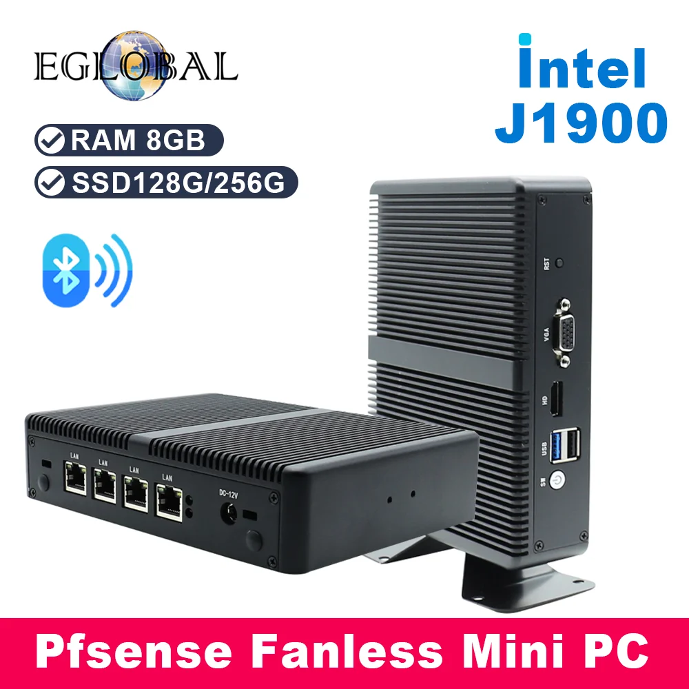 EGLOBAL Firewall Router Celeron J1900 4x intel i210 LAN Barebone Mini PC VGA HDMI 1.4 Windows 10 Industrial Fanless mini pc