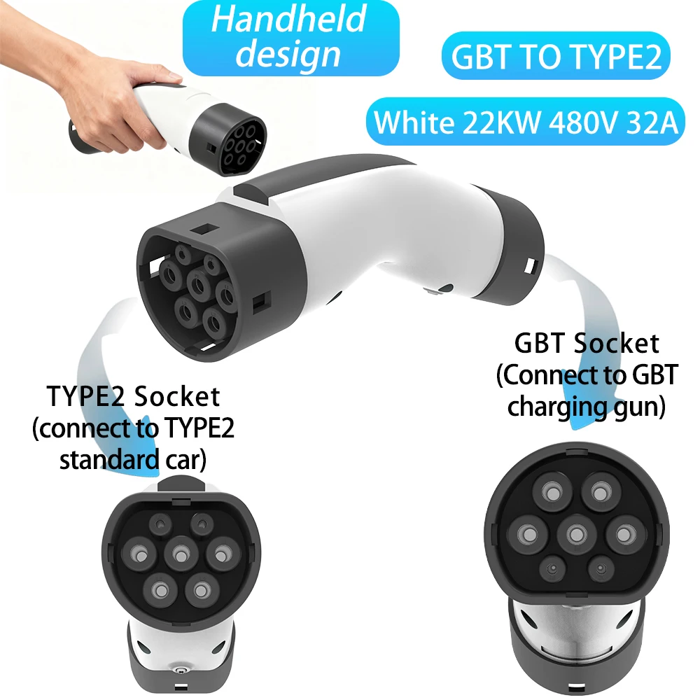 

Unirise GbT To Type2 EV Adapter Charger 32A 7KW/22KW for gbt charger gun Compatible with Type2 IEC 62196 Ev car Charging Adaptor