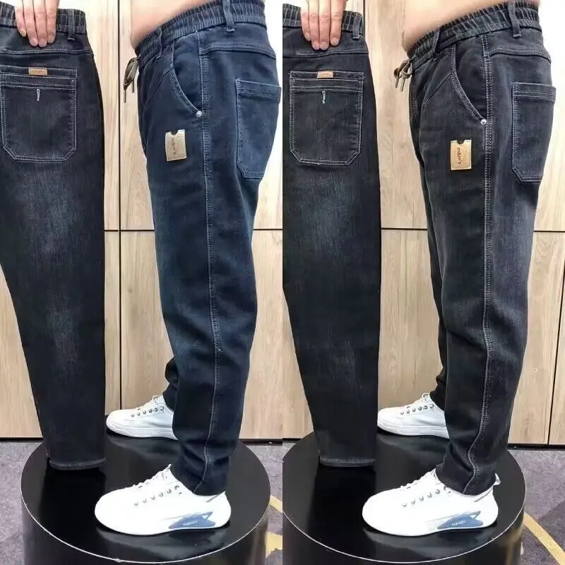 

Men's Workwear Straight Leg Jeans Elastic Cotton Denim Spring Autumn Wear Resistant Dad Pants Casual Comfortable Trousers