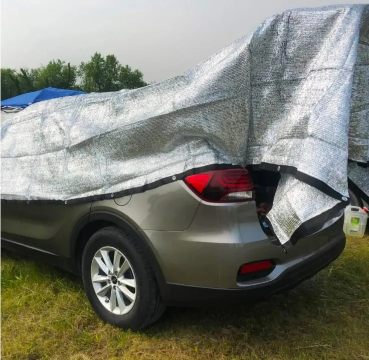 Reflective Aluminum Shade Cloth With Reinforcing Binding Mounted Grommets Pets Cars Shade Net