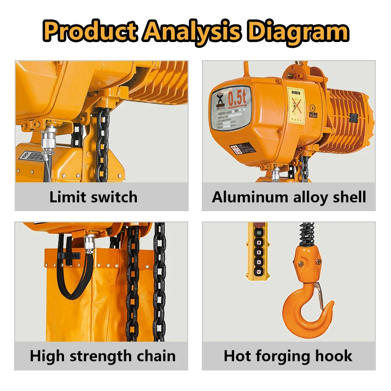 Electric Chain Block 1/2/3/5 Ton Chain Electric Hoist With Hook