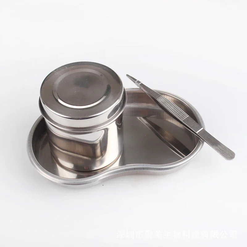 Surgical Stainless Steel Kidney Shaped Sterilized Tray Jar Pot Container Bottle Tweezers Dental Cosmetic Tattoo Accesory