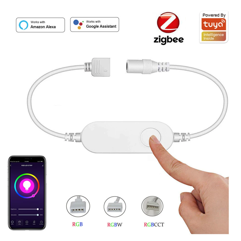 Tuya Zigbee Mini Smart Led Dimming Controller 12V 24V Cct Rgb Rgbw Rgbcct Rgbww Dimmer Geschikt Voor Smart Life App Alexa Google