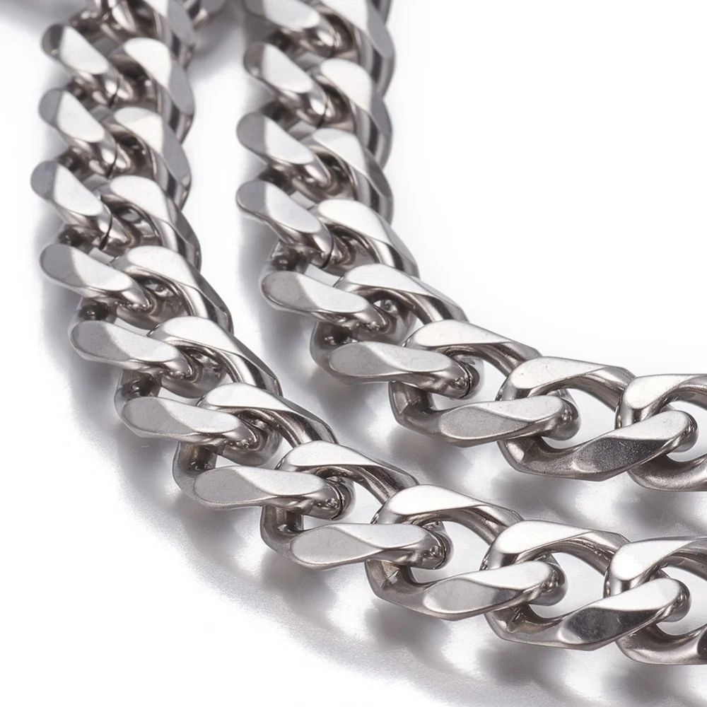 3m Stainless Steel Cuban Link Chains Faceted Twisted Chunky Curb Chains Necklace Punk Chain for Bracelet Choker Jewelry Making