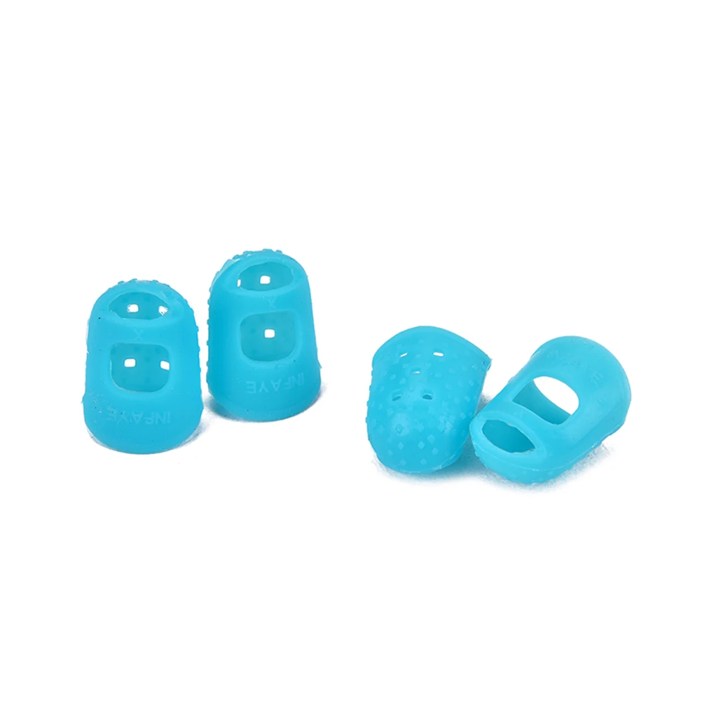 

4 pcs Silicone Guitar Finger Caps Reusable Comfortable Finger Protectors For Guitar Banjo Mandolin Ukulele Sky Blue S