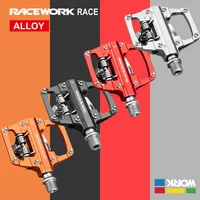 Pedales automáticos RACEWORK MTB, aleación de aluminio CNC autoblocante, rodamiento DU SPD, plataforma plana doble, Pedal de bicicleta de montaña