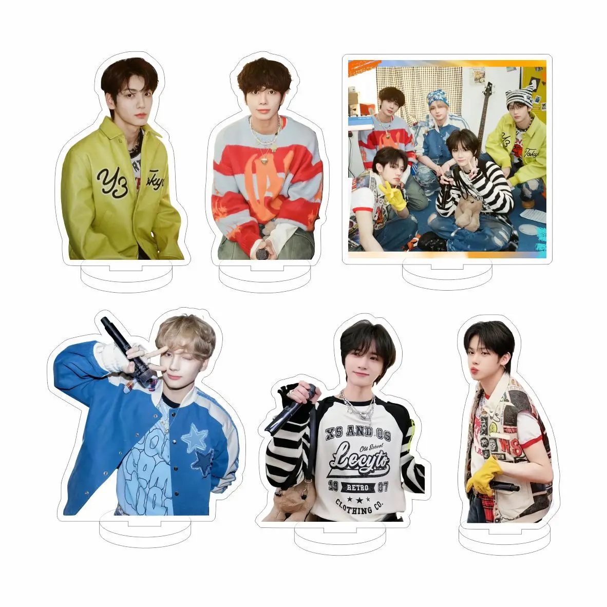 

Korean Five Members Boy Group Acrylic Keychain Decor Desk Stand Fan Ornament Kpop Idol Bag Pendant Together Fan Gift MOA Standee