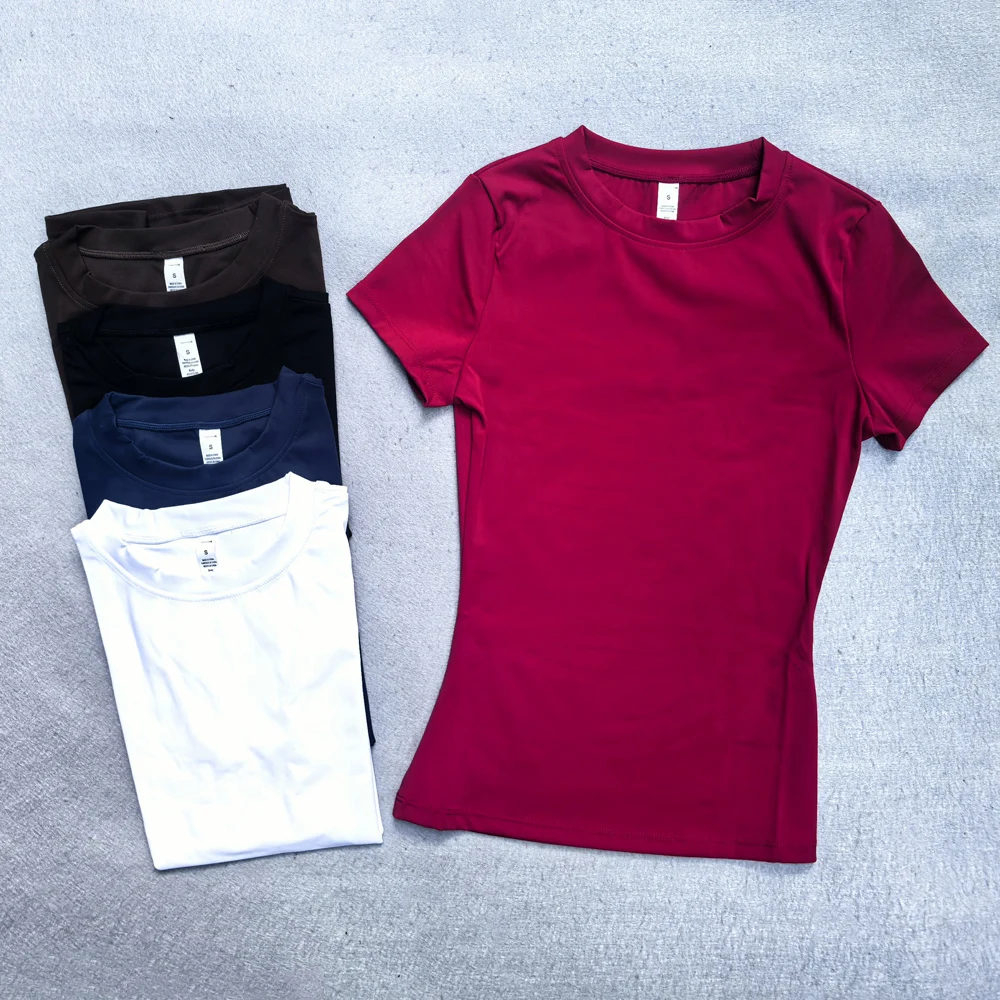 Damen Yoga-Top Nahtloses Sport-T-Shirt Fitness-Kleidung Kurzarm Yoga-Shirt Gym-Top Lauf-Sportoberteil Activewear