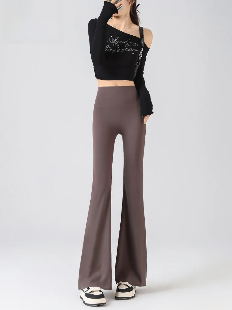 

Женские брюки для йоги с высокой талией, весенне-осенние, облегающие, эластичные, утягивающие, расклешенные, длинные, повседневные, для работы и отдыха