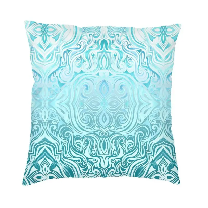 Soft Turquoise Geometric Patterns Art Throw Pillow Case Decoration Custom Square Cushion Cover 40x40cm Pillowcover for Sofa