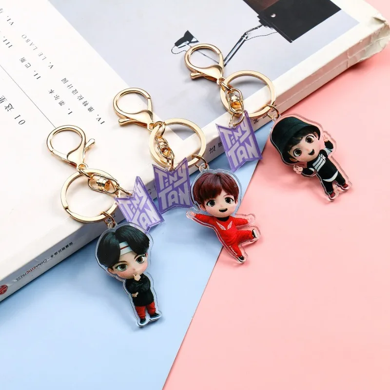 New BTS Jung Kook JIN J-HOPE Creative Cartoon Q Edition Acrylic Keychain Personality Peripheral Backpack Decorative Pendant Gift view 2
