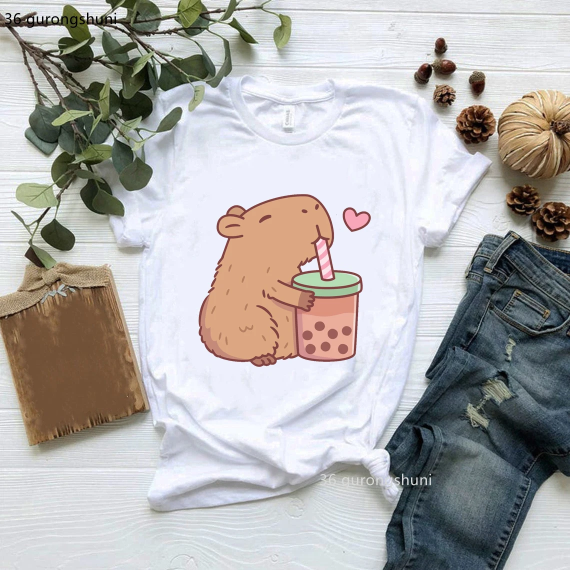 

Ok I Pull Up Capybara T Shirt Animals Print T-Shirt Women Clothes Female Clothing Harajuku Short Sleeve T-Shirts Tees 90s Tops