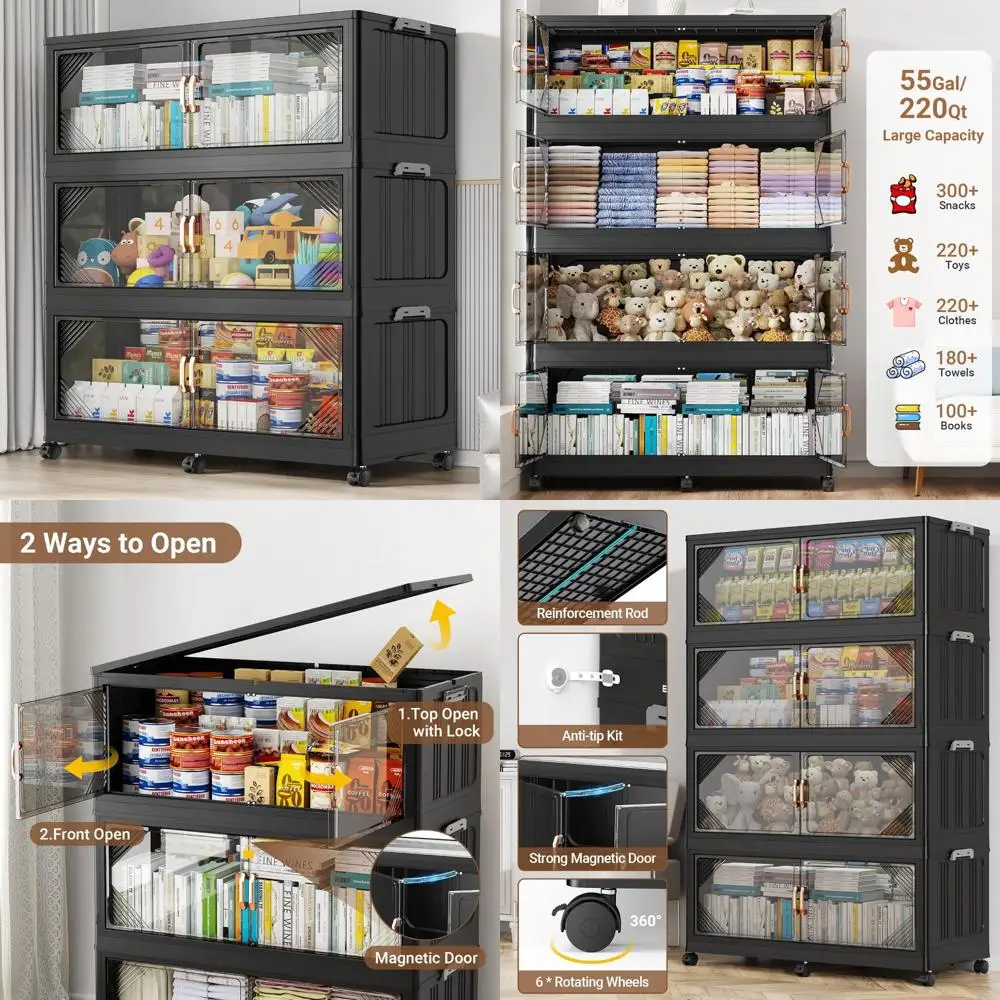 Ultra-verriegelnde Aufbewahrungsboxen, 8er-Pack transparente Kunststoffbehälter, 70 Quart Hochleistungs-Organizer für Schränke