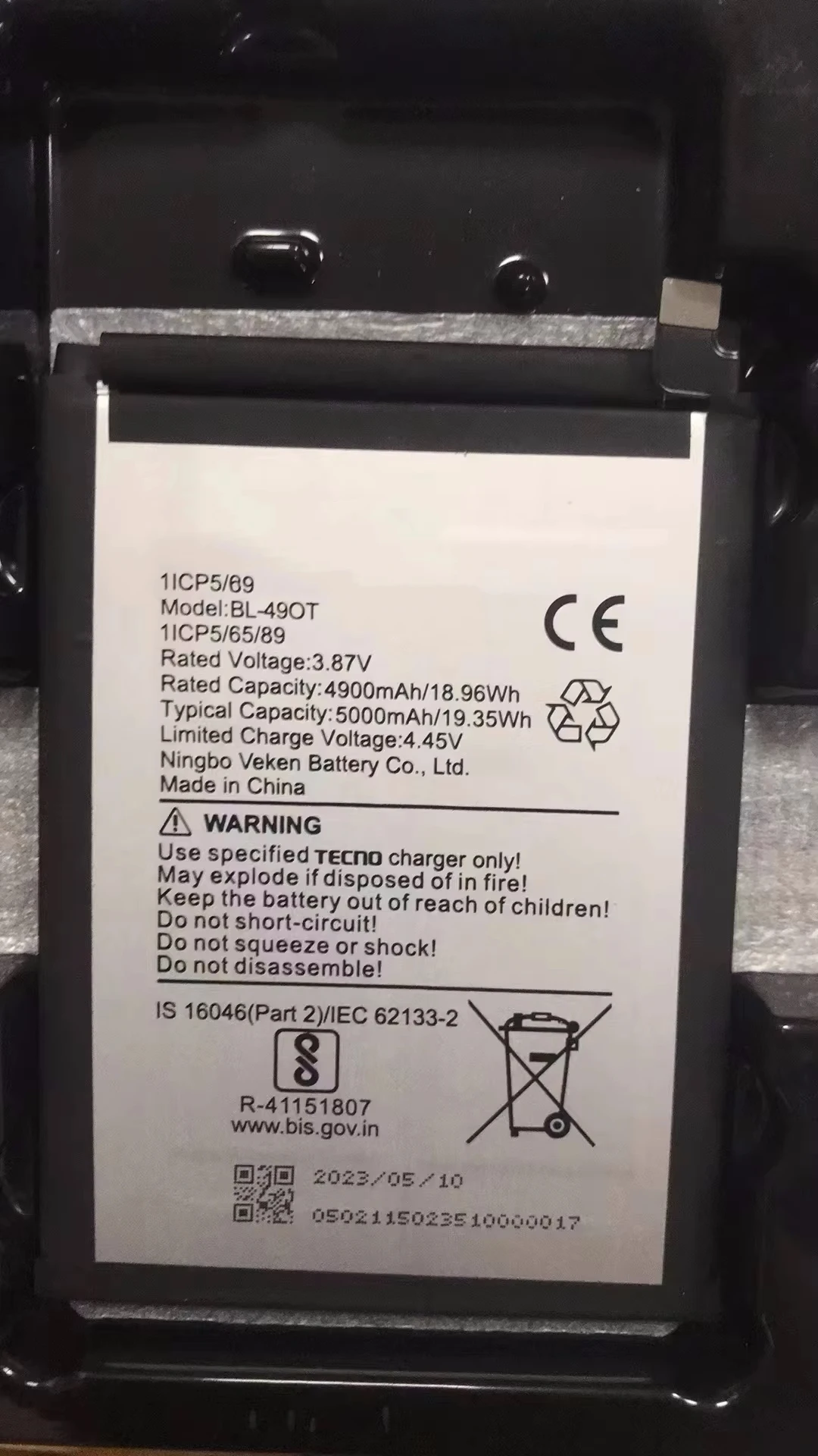New Original For Battery 5000mAh BL-49OT For Tecno Camon 20, CK6, CK6n, Tecno Camon 20 Pro, CK7n Mobile Phone Batteries