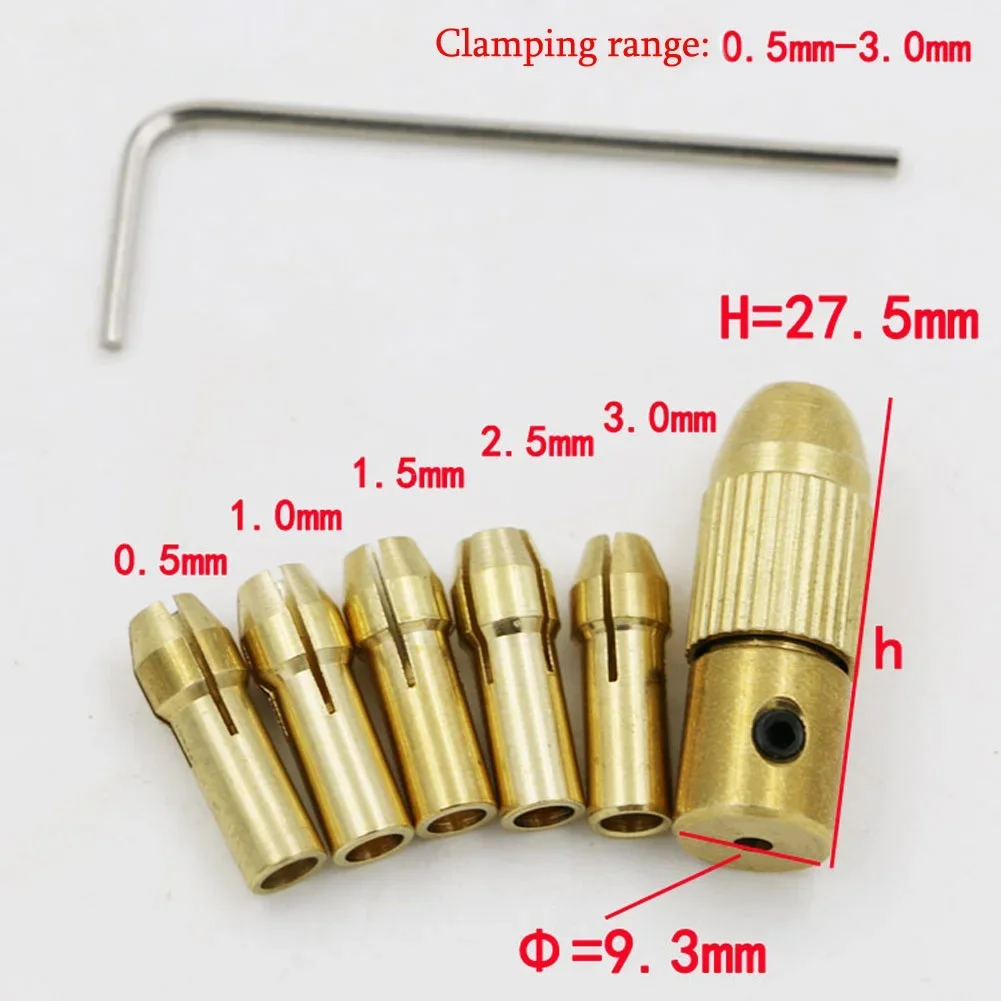 7Pcs Mini Drill Chucks 0.5-3.0mm Fit For Micro Twist Electronic Dremel  Collet Clamp Set Power Tool Accessories With Wrench